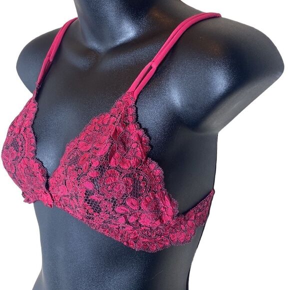Victoria’s Secret 36B red/black lace bra festival coquette romantic moody - Picture 2 of 5